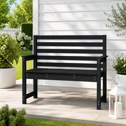 Reliable and Comfortable Black Wooden Garden Bench