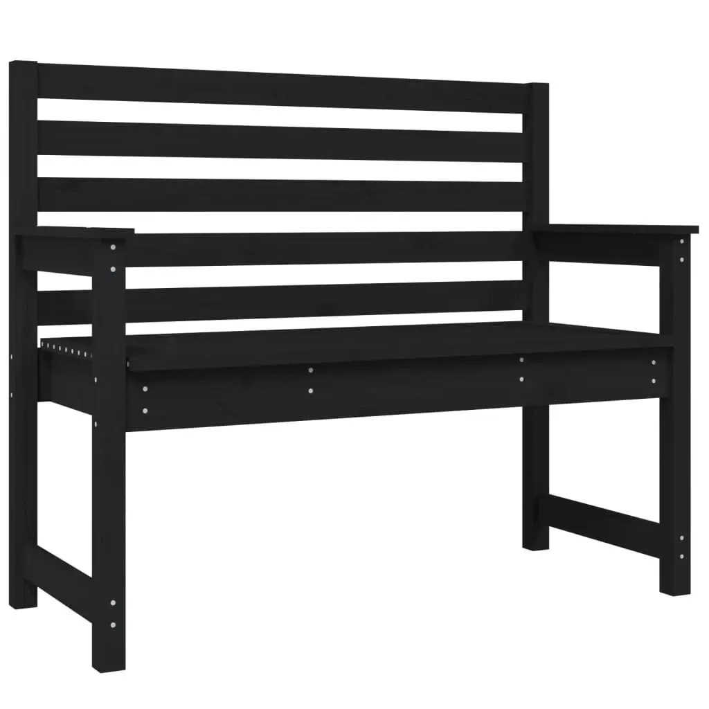 Wooden Garden Bench Outdoor Seating with Backrest and Armrests 109x48x91.5cm Black