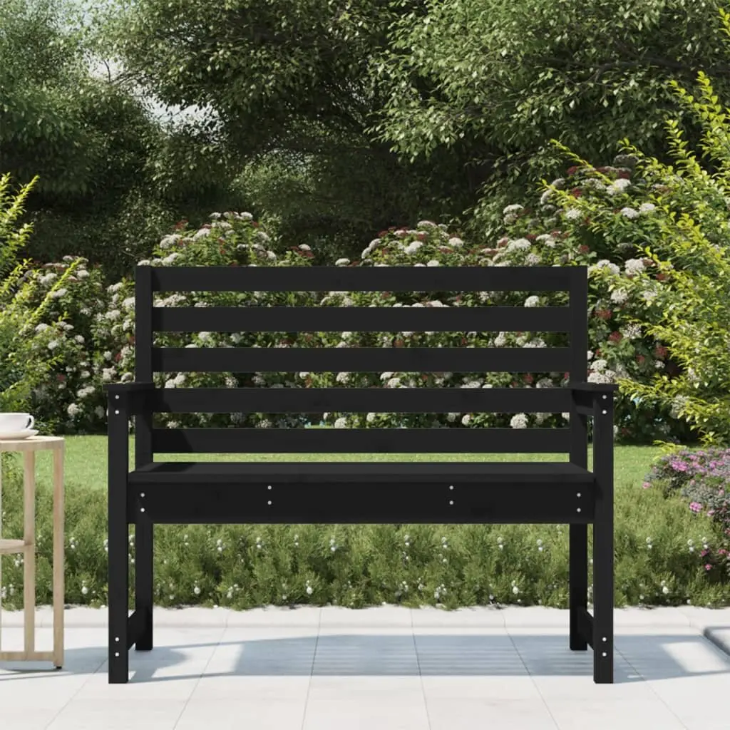 Wooden Garden Bench Outdoor Seating with Backrest and Armrests 109x48x91.5cm Black