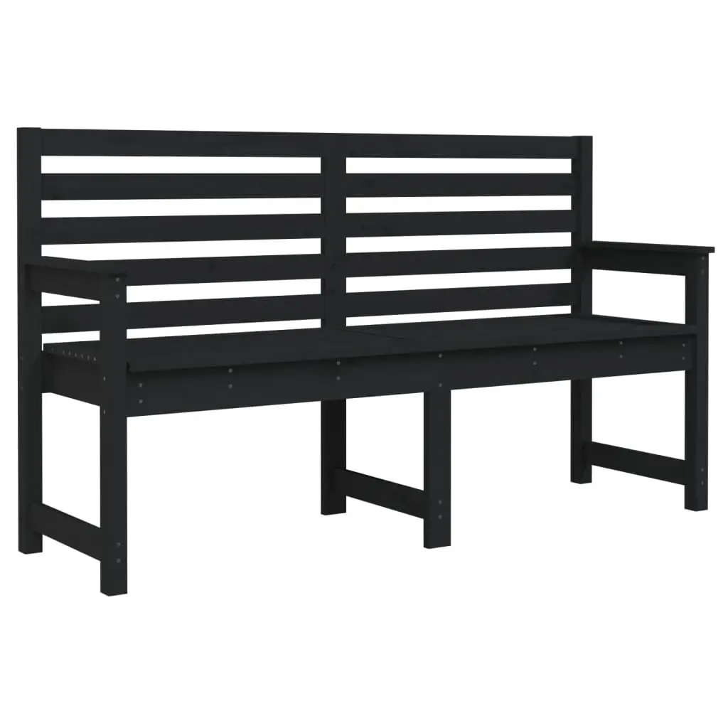 Garden Bench Outdoor Seating Black Wooden Backrest Armrest 159.5 x 48 x 91.5 cm