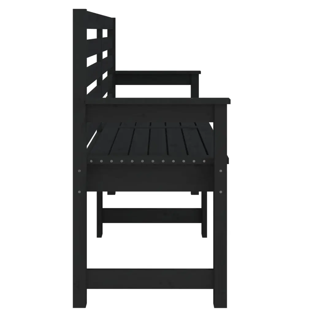 Garden Bench Outdoor Seating Black Wooden Backrest Armrest 159.5 x 48 x 91.5 cm