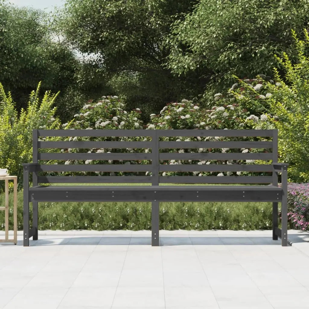 Garden Bench Outdoor Wooden Seating with Backrest and Armrests Grey 2035 x 480 x 915 cm