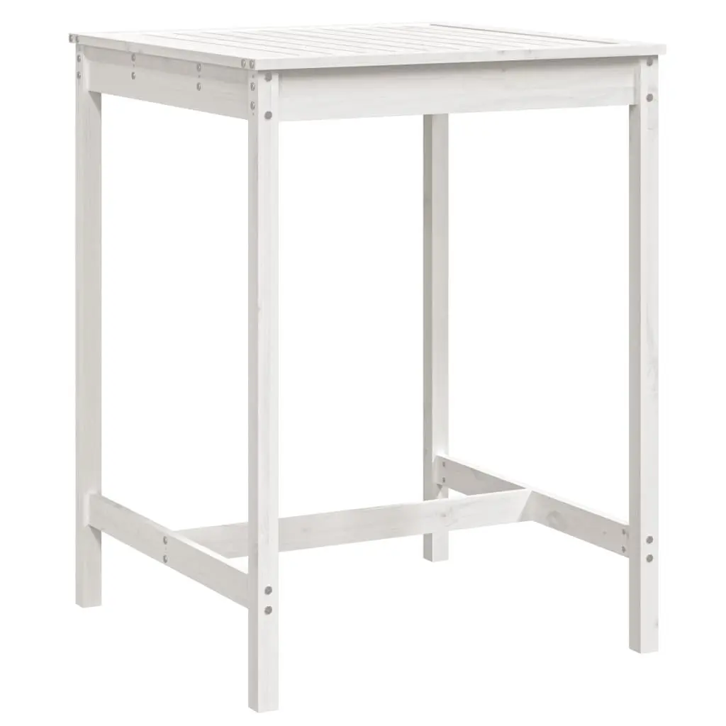 Solid Pine Garden Table White 82.5x82.5x110 cm