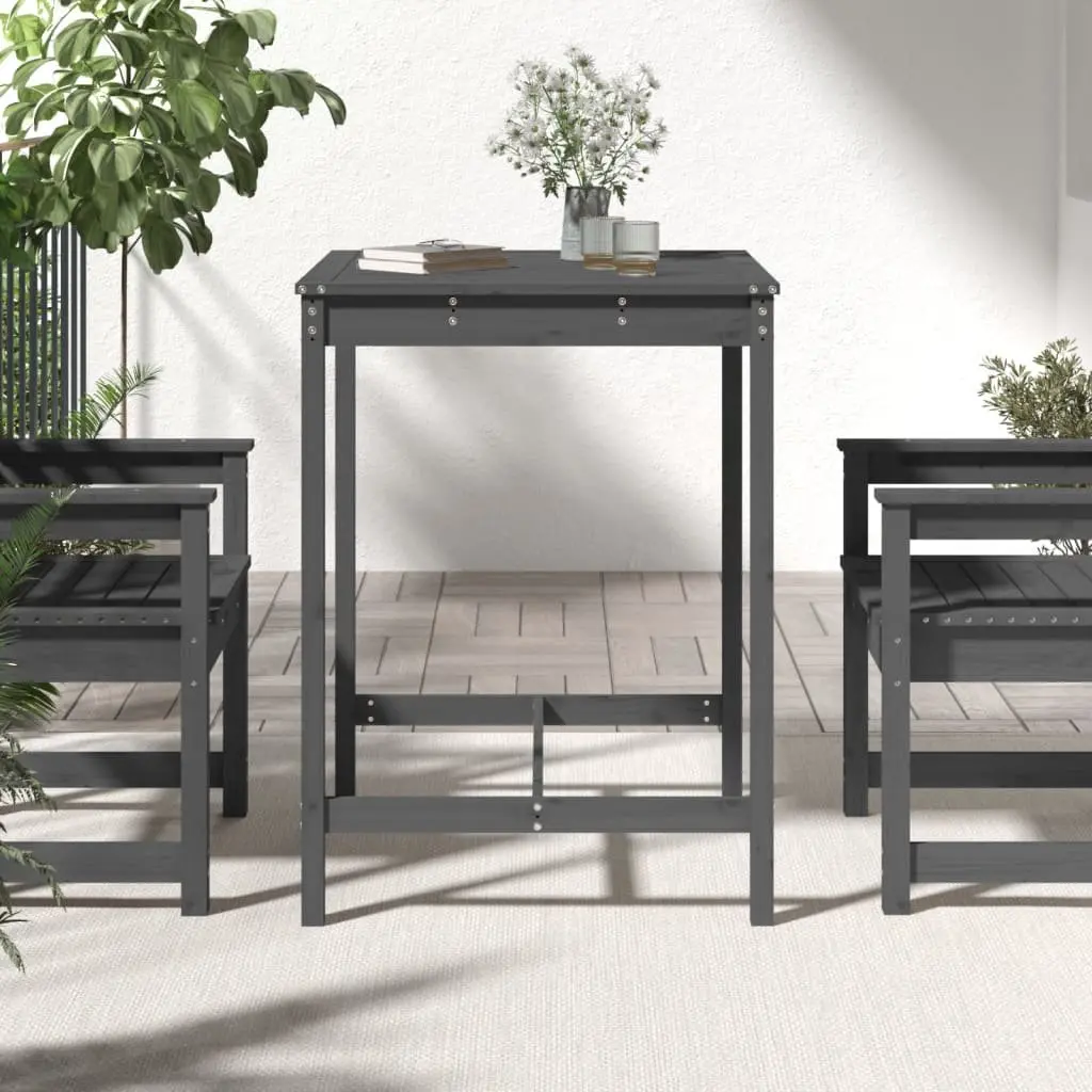 Garden Table Grey 82.5x82.5x110 cm Solid Wood Outdoor Patio Furniture