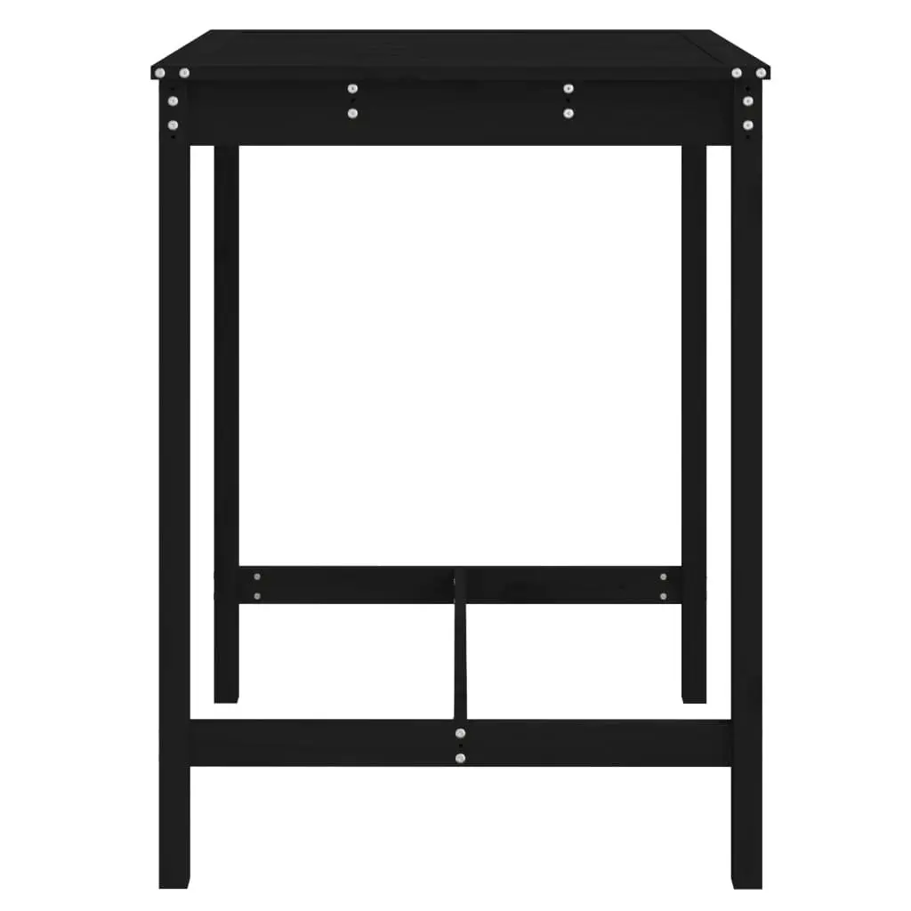 Garden Table Solid Pine Wood Black Outdoor Patio Dining Furniture Sturdy Frame