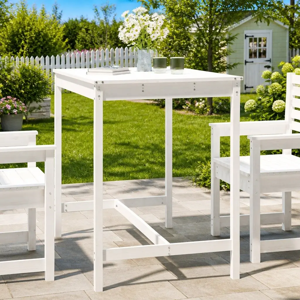 White Solid Pine Garden Table for Outdoor Enjoyment