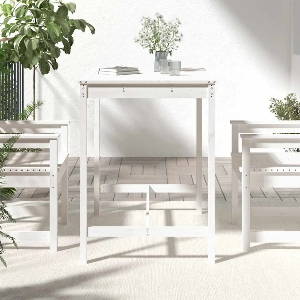 White Solid Pine Garden Table for Outdoor Enjoyment