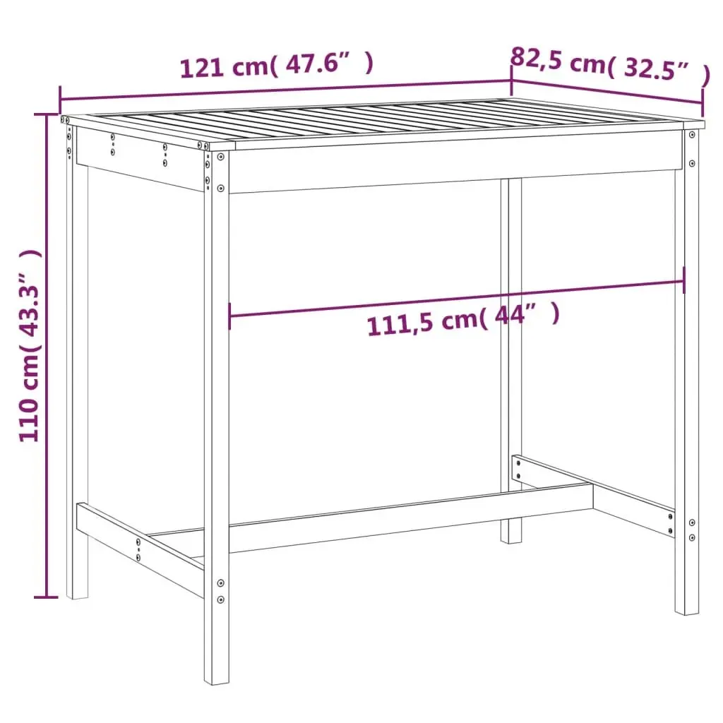 Garden Table Solid Pine Wood Outdoor Patio Furniture Grey 121x82.5x110 cm