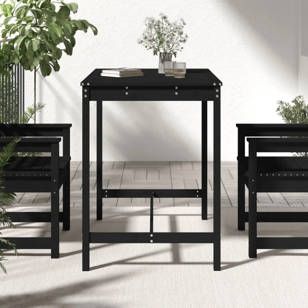 Garden Table Outdoor Patio Furniture Solid Wood Pine Black 121x82.5x110cm