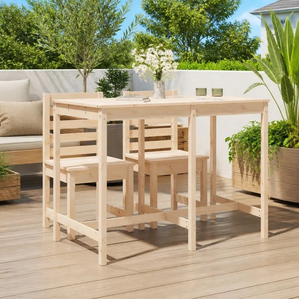 Solid Pine Wood Garden Table 159.5x82.5x110cm