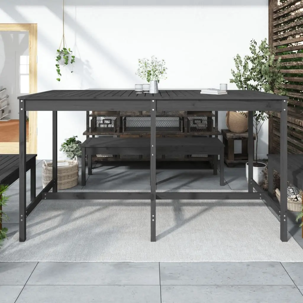 Garden Table Outdoor Dining Furniture Grey Solid Wood Pine 203.5x90x110cm