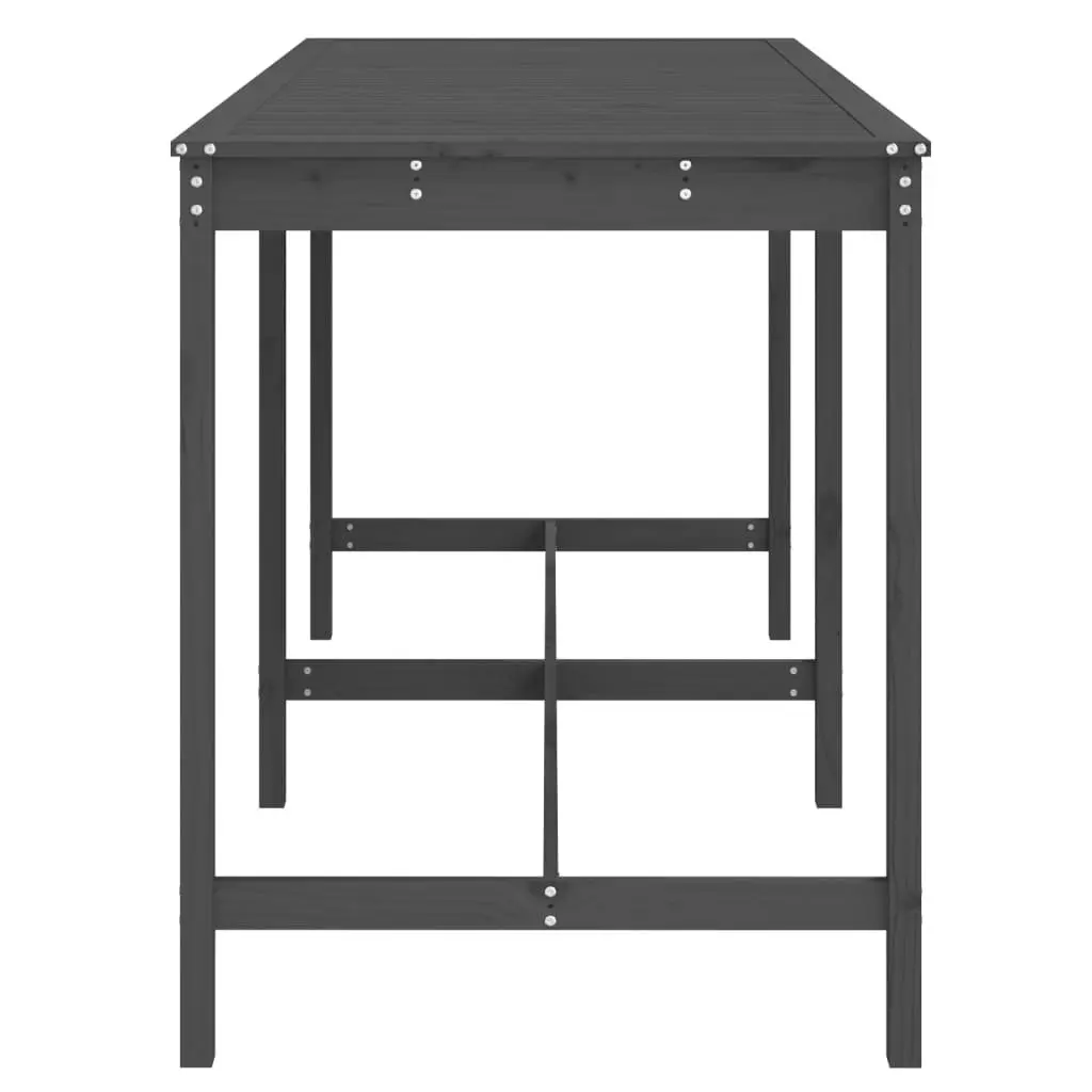 Garden Table Outdoor Dining Furniture Grey Solid Wood Pine 203.5x90x110cm