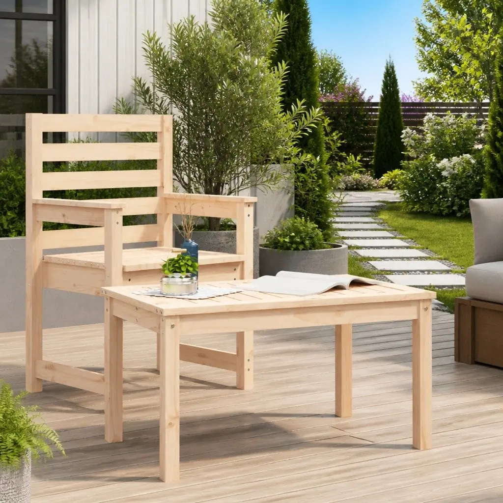 Garden Dining Table Outdoor Patio Furniture 82.5x50.5x45 cm Brown Solid Pine Wood