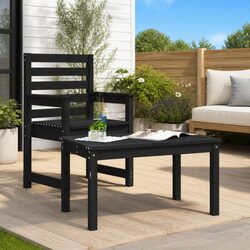 Durable Black Pine Garden Table for Outdoor Use