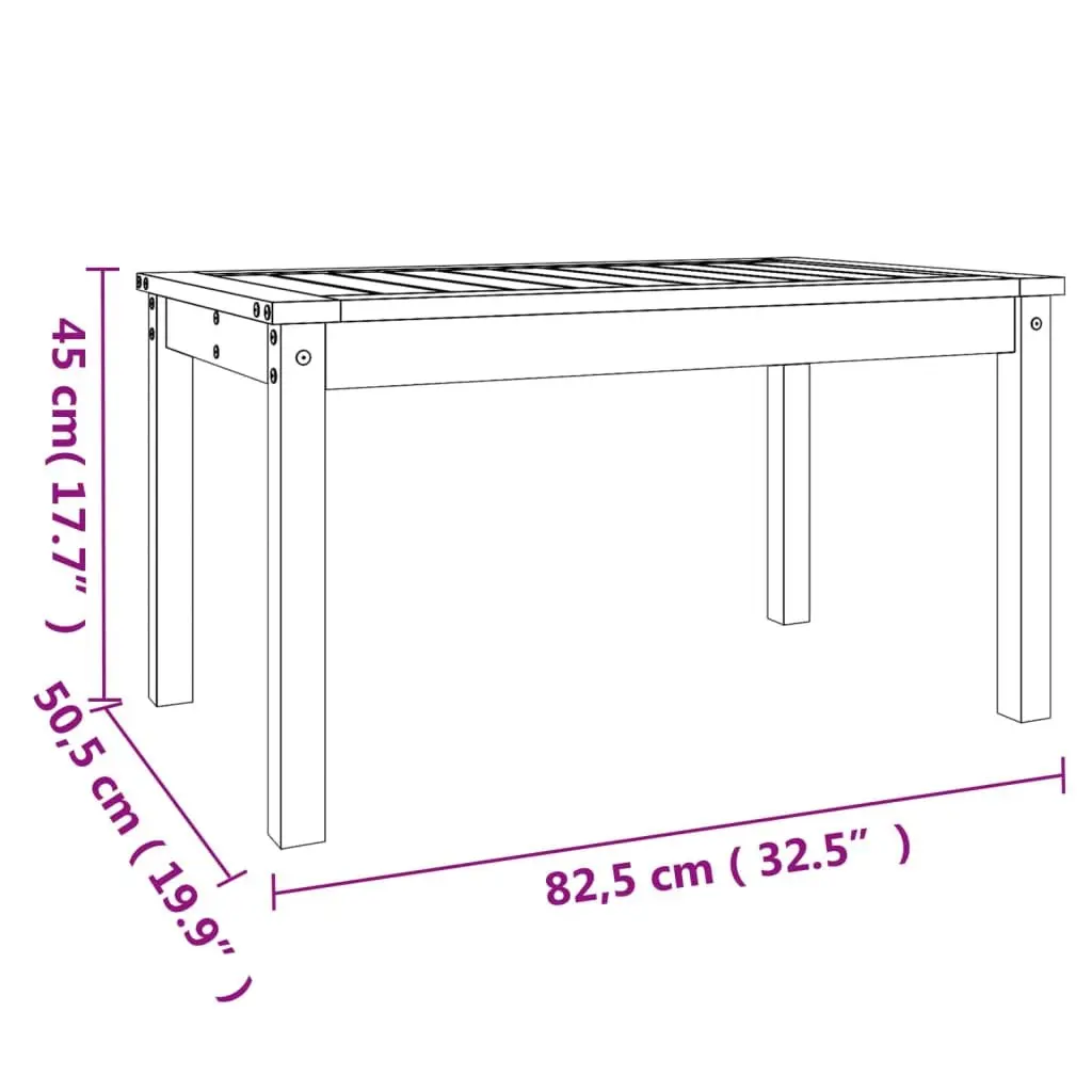 Garden Table Outdoor Dining Furniture Solid Wood Pine Black 82.5x50.5x45cm