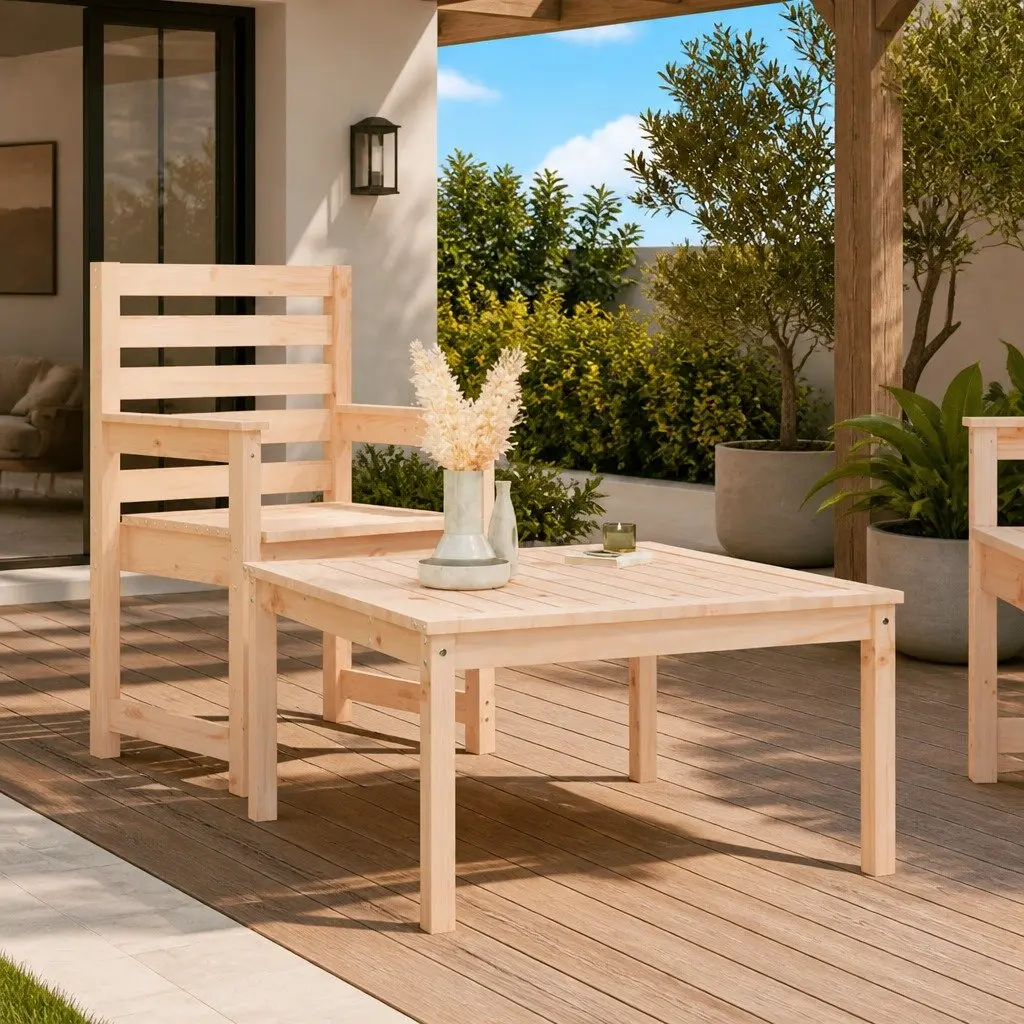 Garden Table 82.5x82.5x45 cm Solid Wood Pine Brown Patio Outdoor Furniture