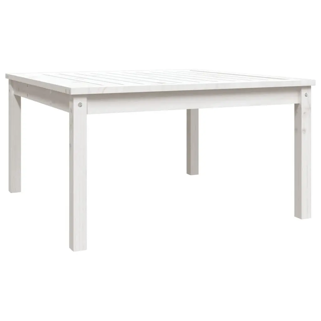 Garden Table Outdoor Dining Furniture Solid Pine Wood 82.5x82.5x45cm White