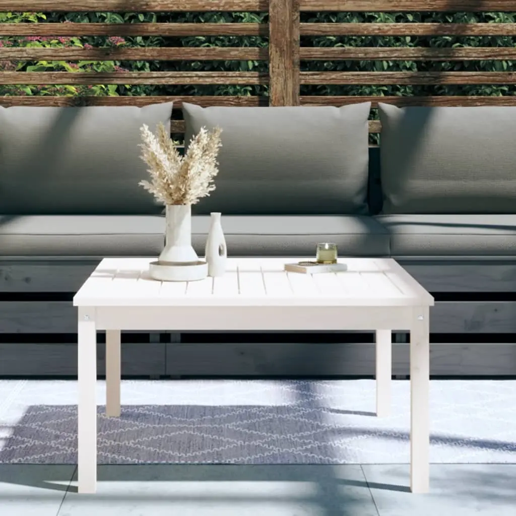 Garden Table Outdoor Dining Furniture Solid Pine Wood 82.5x82.5x45cm White