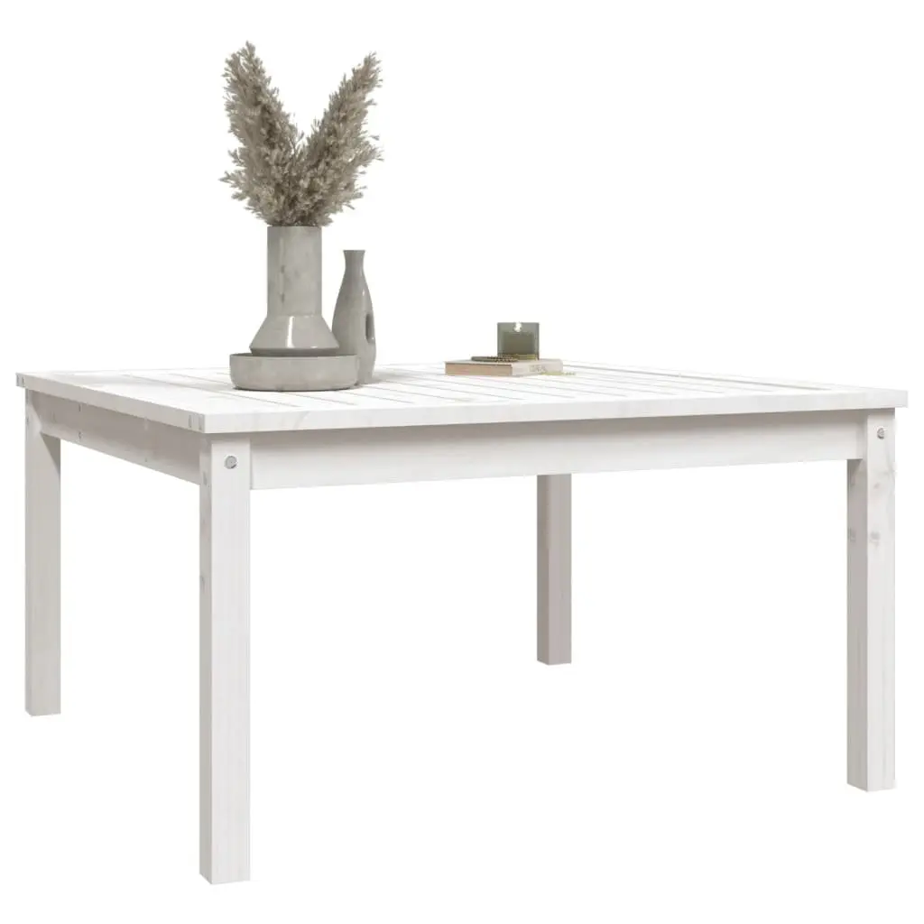 Garden Table Outdoor Dining Furniture Solid Pine Wood 82.5x82.5x45cm White