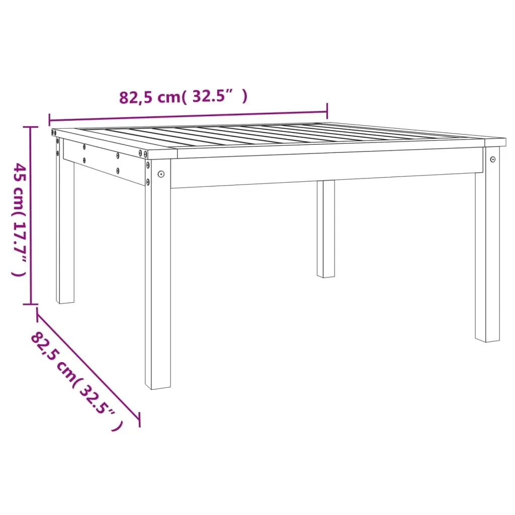 Garden Table Outdoor Dining Furniture Solid Pine Wood 82.5x82.5x45cm White