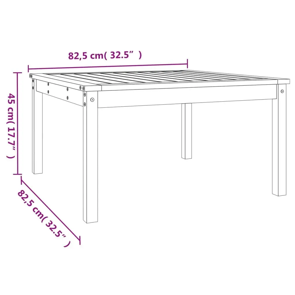 Garden Dining Table Outdoor Patio Furniture Black Solid Wood Pine 82.5x82.5x45cm