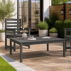Sturdy Grey Solid Pine Garden Dining Table 121cm