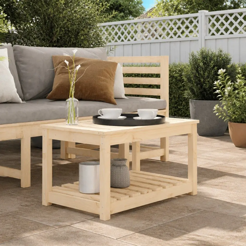 Solid Wood Garden Table Outdoor Dining 82.5x50.5x45cm Brown
