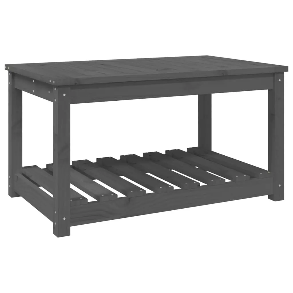 Grey Wooden Garden Table with Open Shelf Storage