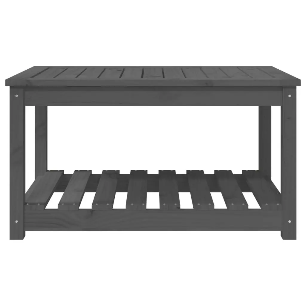 Grey Wooden Garden Table with Open Shelf Storage