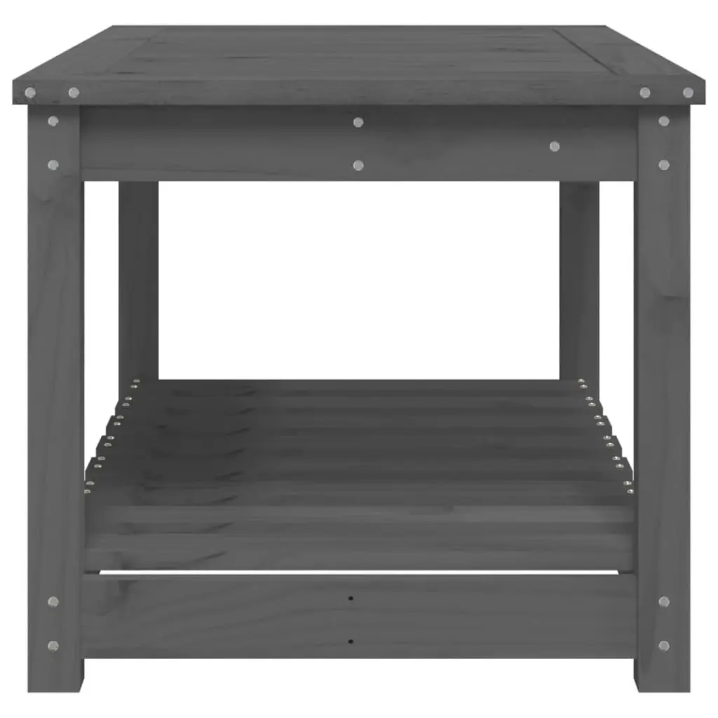 Grey Wooden Garden Table with Open Shelf Storage