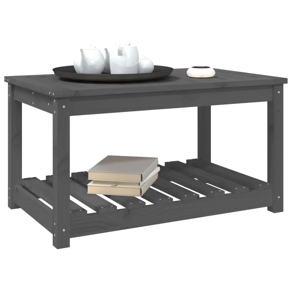 Grey Wooden Garden Table with Open Shelf Storage