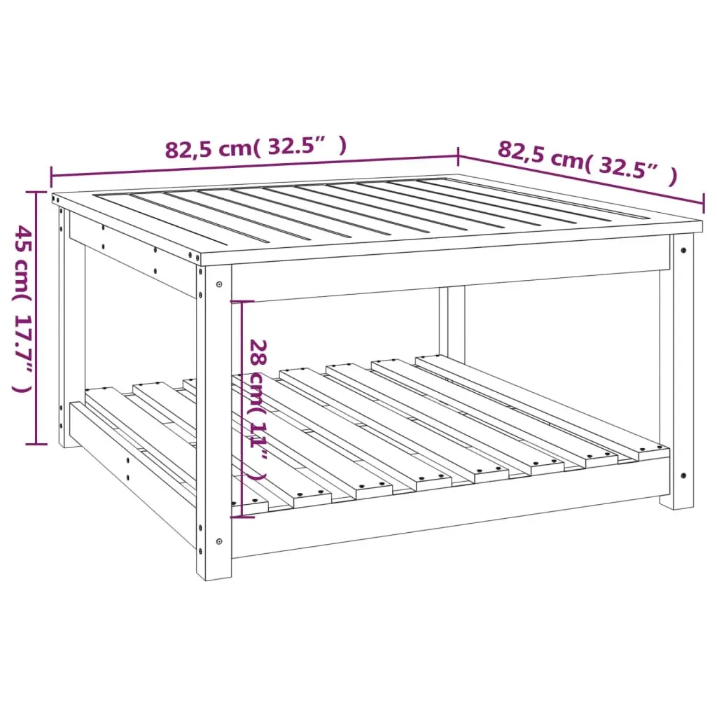 Outdoor Dining Table in Solid Wood 82.5x82.5x45cm