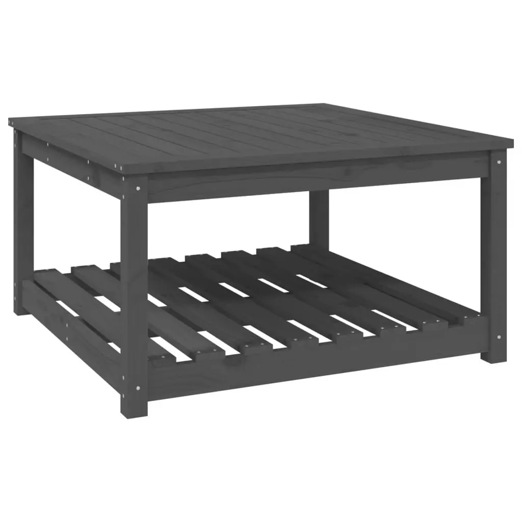 Garden Table Outdoor Dining Solid Wood Pine Grey with Storage Shelf 82.5 x 82.5 x 45 cm