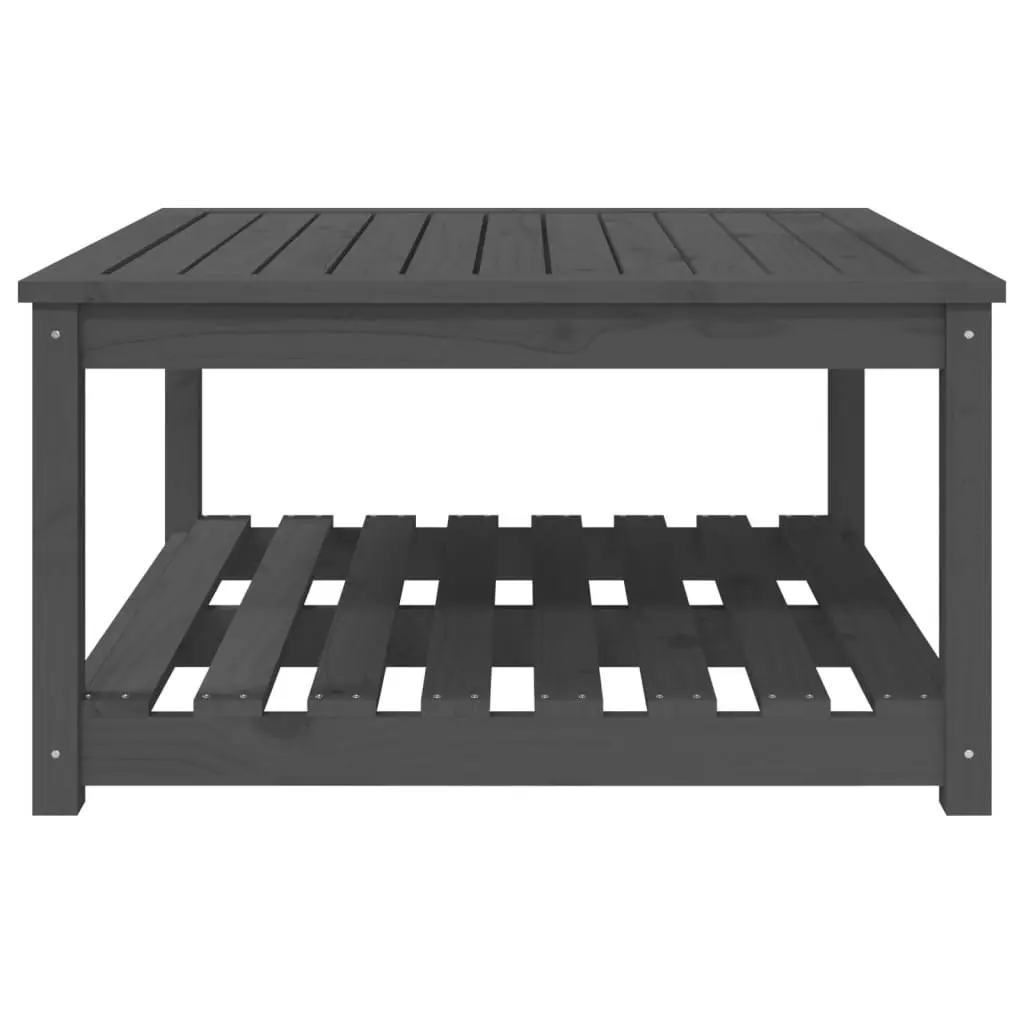 Garden Table Outdoor Dining Solid Wood Pine Grey with Storage Shelf 82.5 x 82.5 x 45 cm