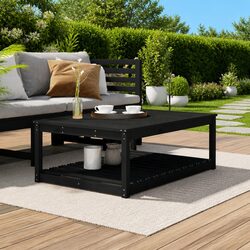 Reliable Black Solid Wood Garden Table 121x82.5x45cm