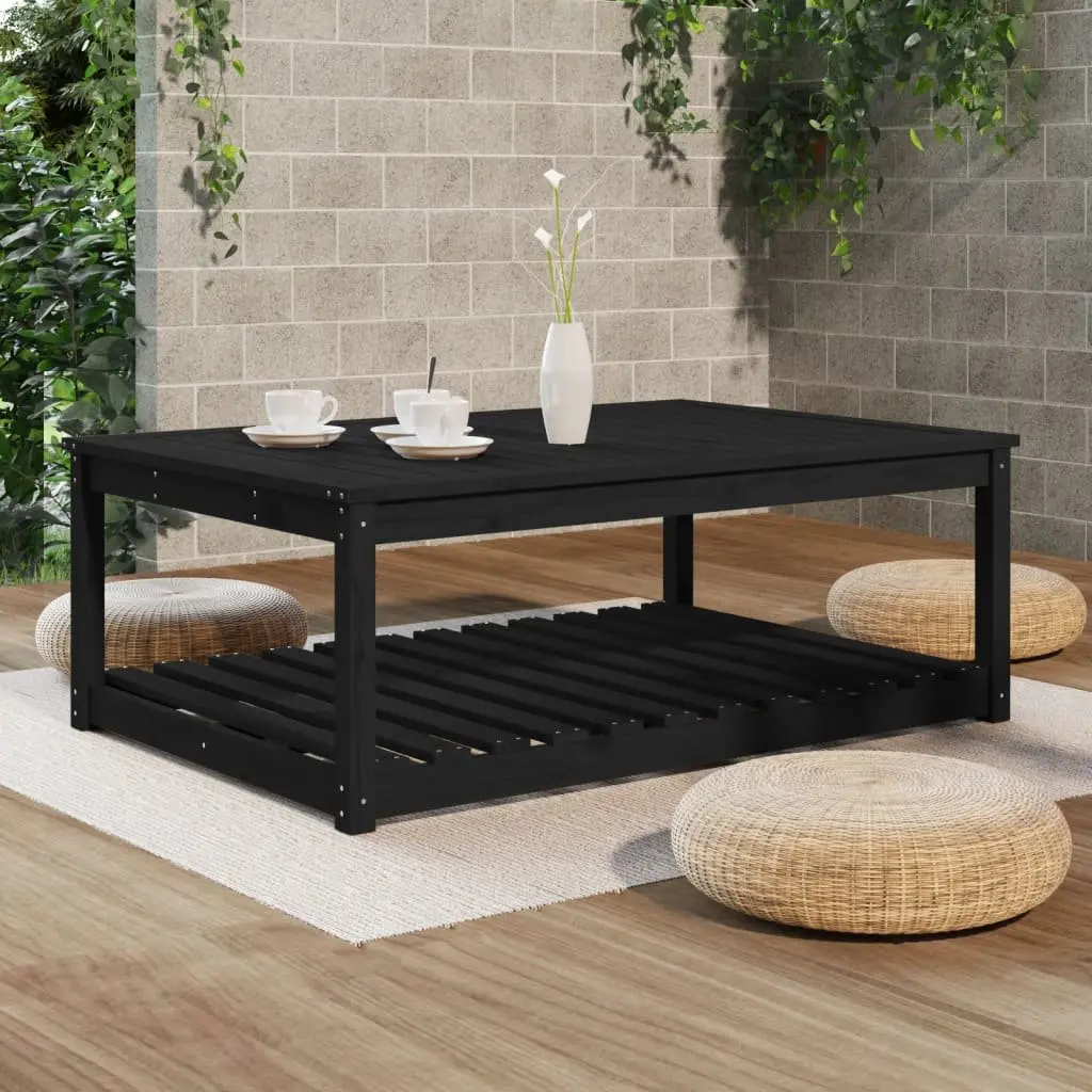 Black Solid Wood Garden Table 121x82.5x45cm