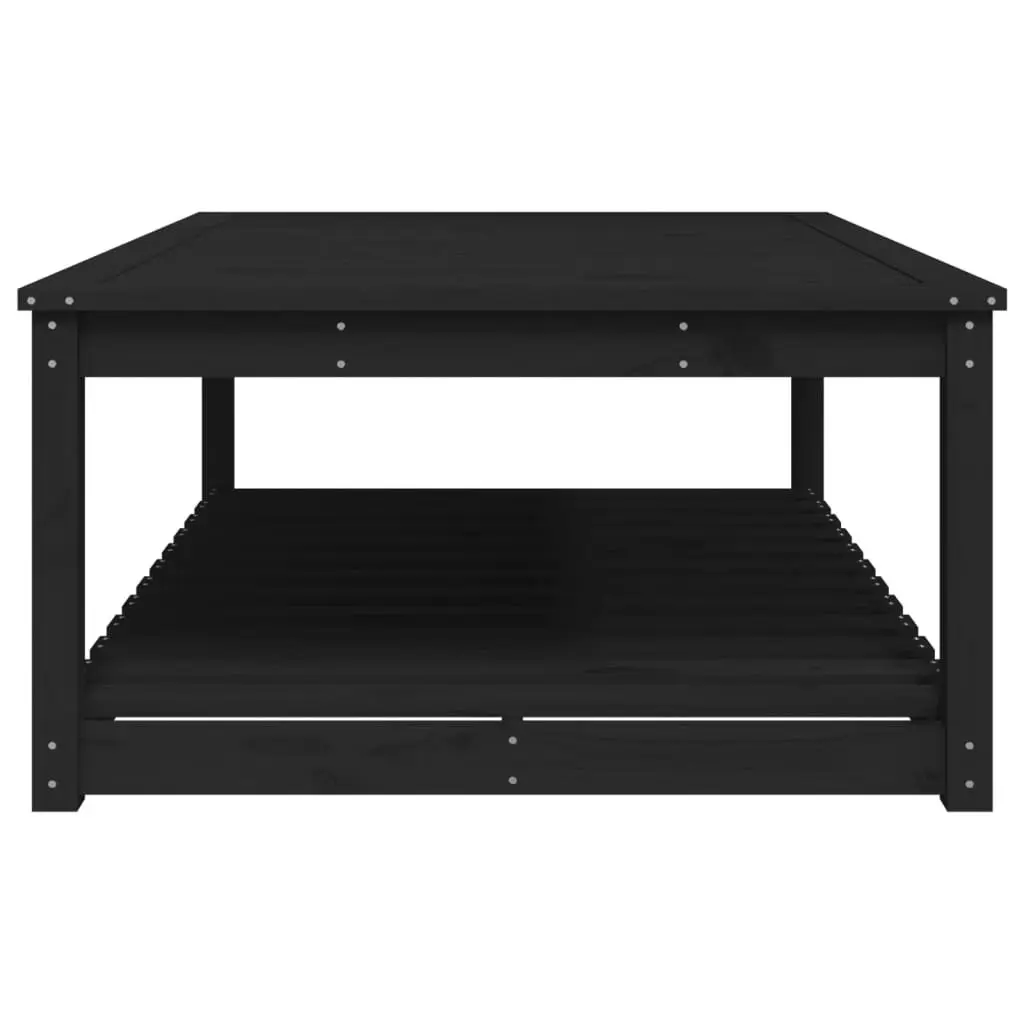 Black Solid Wood Garden Table 121x82.5x45cm