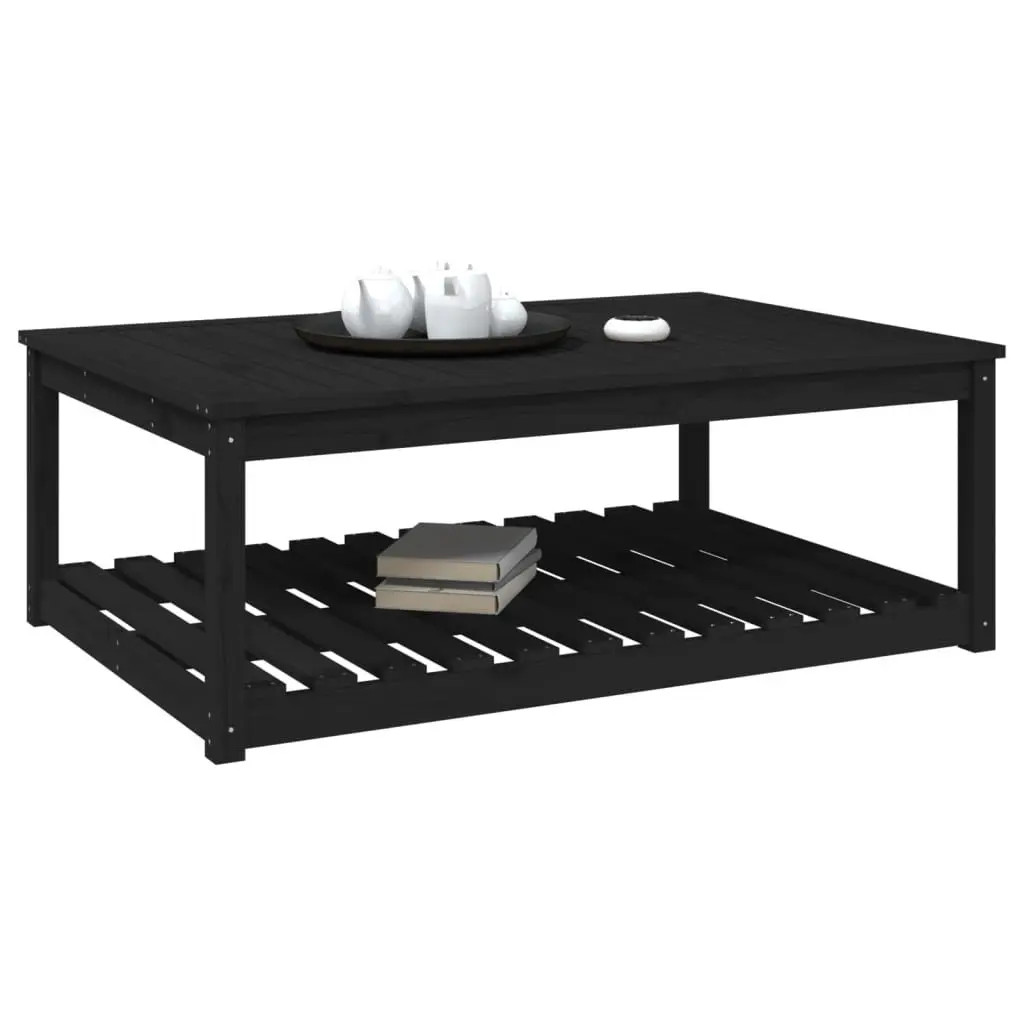 Black Solid Wood Garden Table 121x82.5x45cm