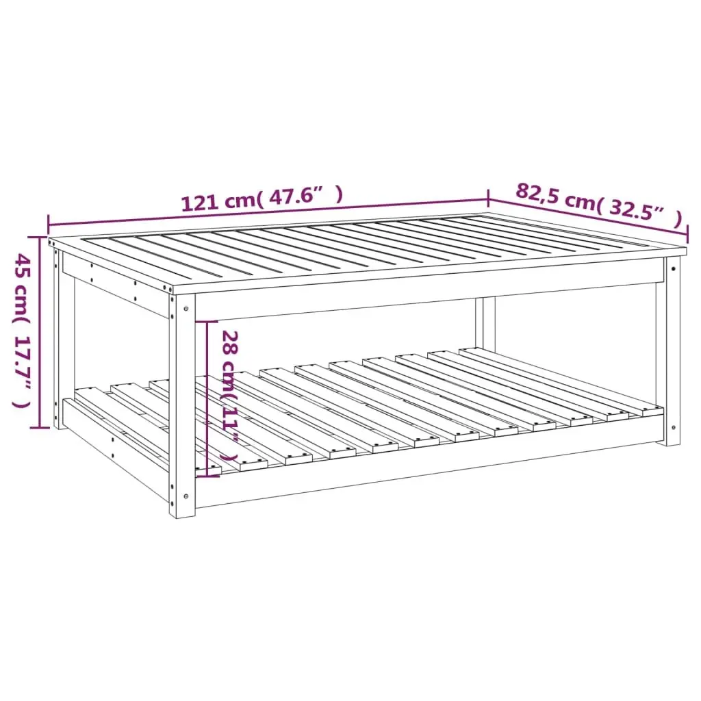 Black Solid Wood Garden Table 121x82.5x45cm