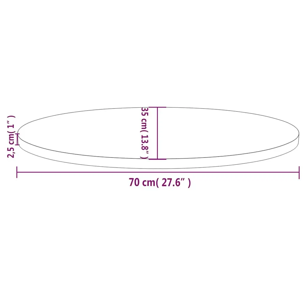 Solid Pine Wood Oval Table Top 70x35cm Natural Finish