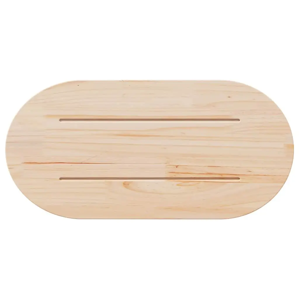 Solid Pine Wood Table Top Replacement Surface 70x35cm Oval Brown