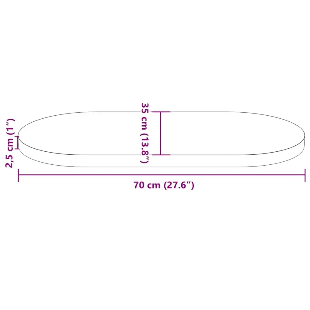 Solid Pine Wood Table Top Replacement Surface 70x35cm Oval Brown