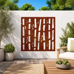 Corten Steel Garden Wall Art 55x55 cm with Bamboo Design