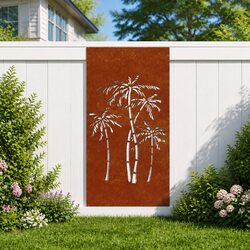 Durable Palm Tree Corten Steel Wall Art for Gardens