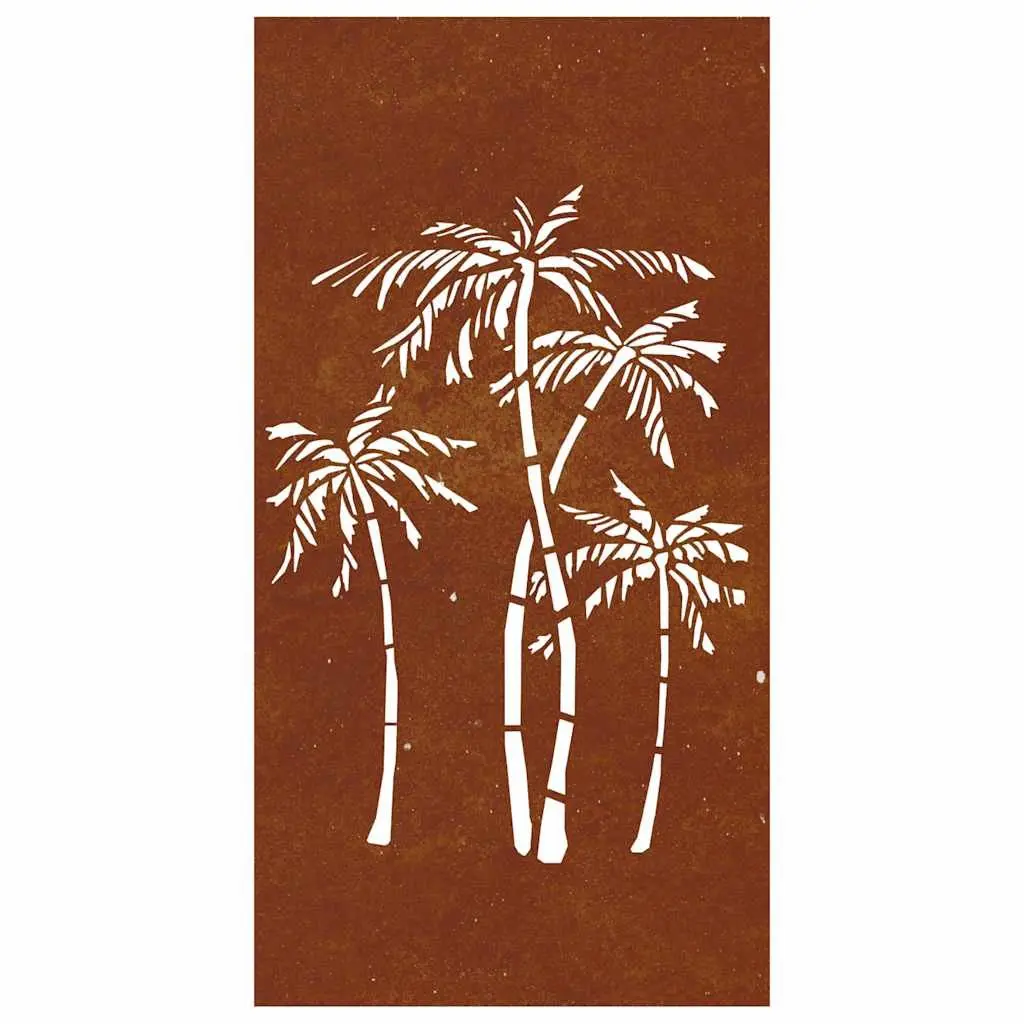 Garden Wall Decoration 105x55 cm Corten Steel Palm Tree Design Outdoor Metal Art