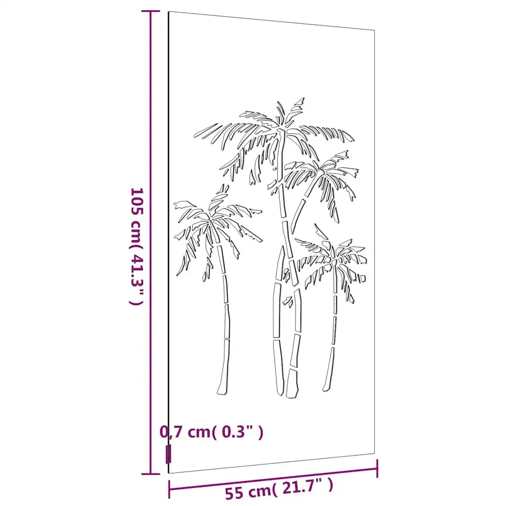 Garden Wall Decoration 105x55 cm Corten Steel Palm Tree Design Outdoor Metal Art