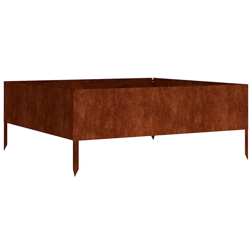 Raised Bed Planter Corten Steel Open Bottom 100x100x41 cm Brown
