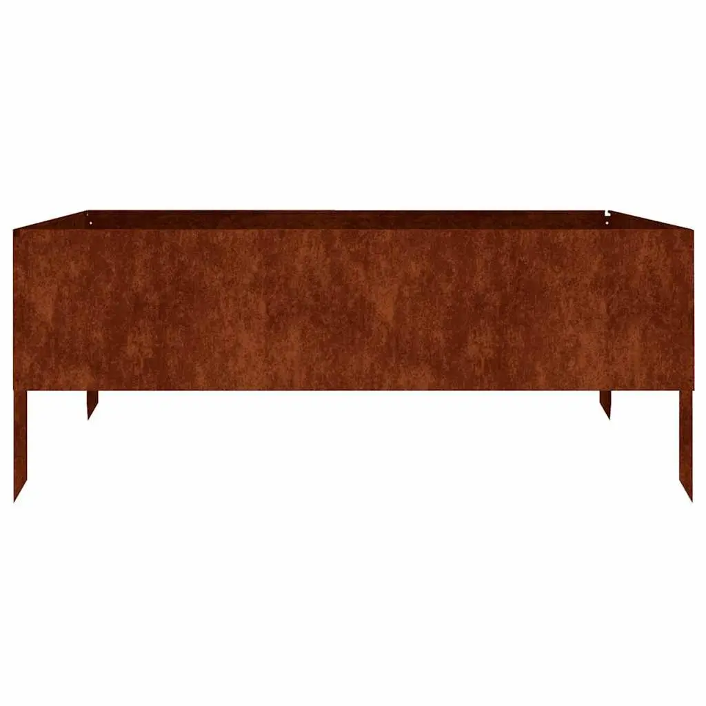 Raised Bed Planter Corten Steel Open Bottom 100x100x41 cm Brown