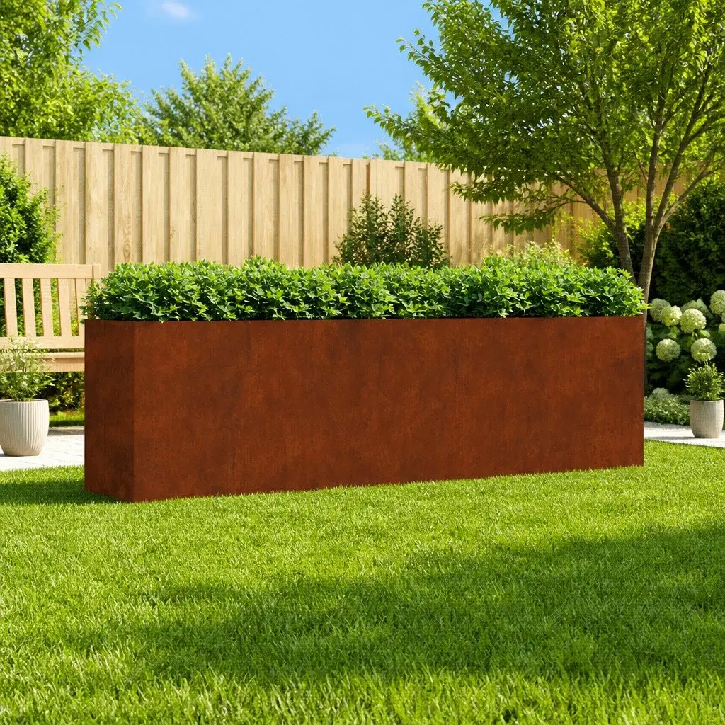Garden Raised Bed Planter Vegetable 280x40x80 cm Brown Weathering Steel Outdoor