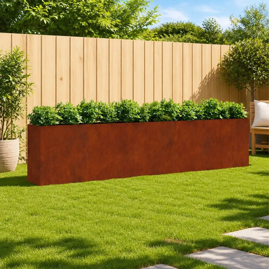 Garden Raised Bed Planter Box Corten Steel Outdoor Vegetable Flower 360x40x80 cm Brown